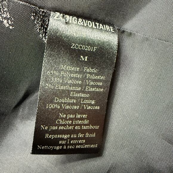 Zadig & Voltaire Veda Bis Deluxe Blazer Medium Gray Bug Rhinestone Jacket Preppy - Picture 8 of 15